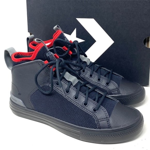 Converse Ultra Future Sport Mid Top Black Red Leather Mesh Shoes Women's A01426C - Picture 2 of 9